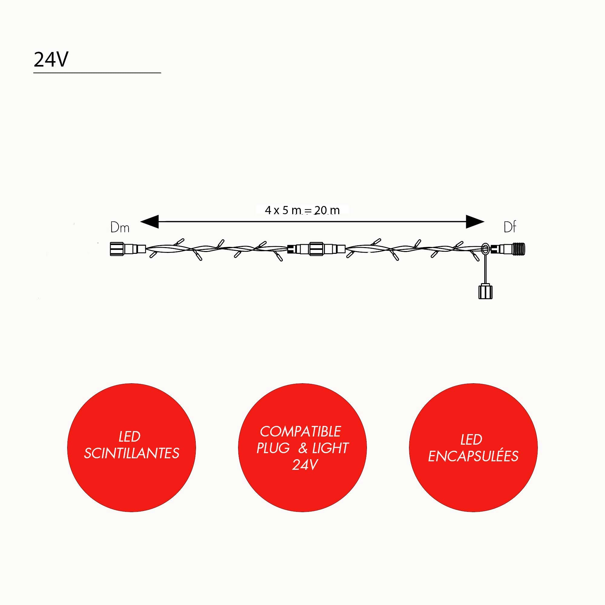 Guirlande scintillante L20m - 24V